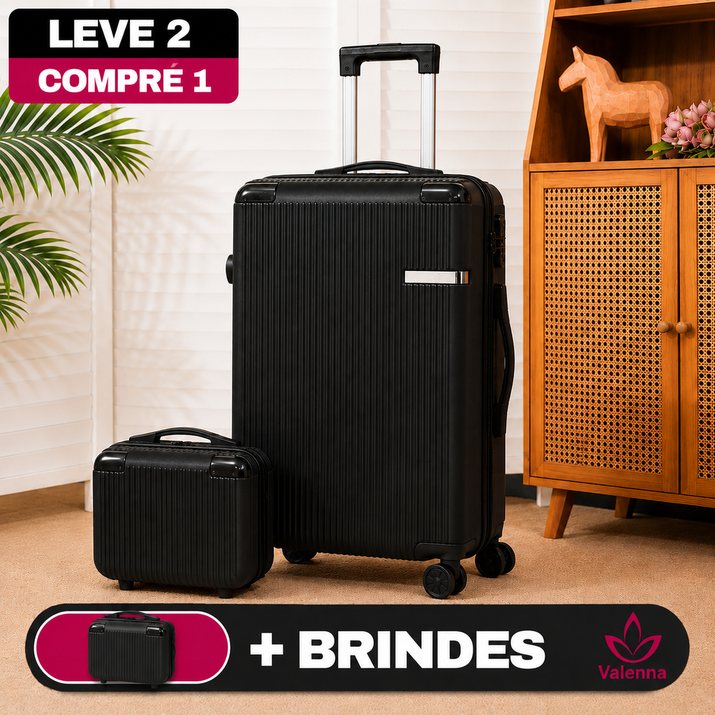 Kit de Viagem Valenna - Mala Premium de Policarbonato + Mini Mala de Brinde