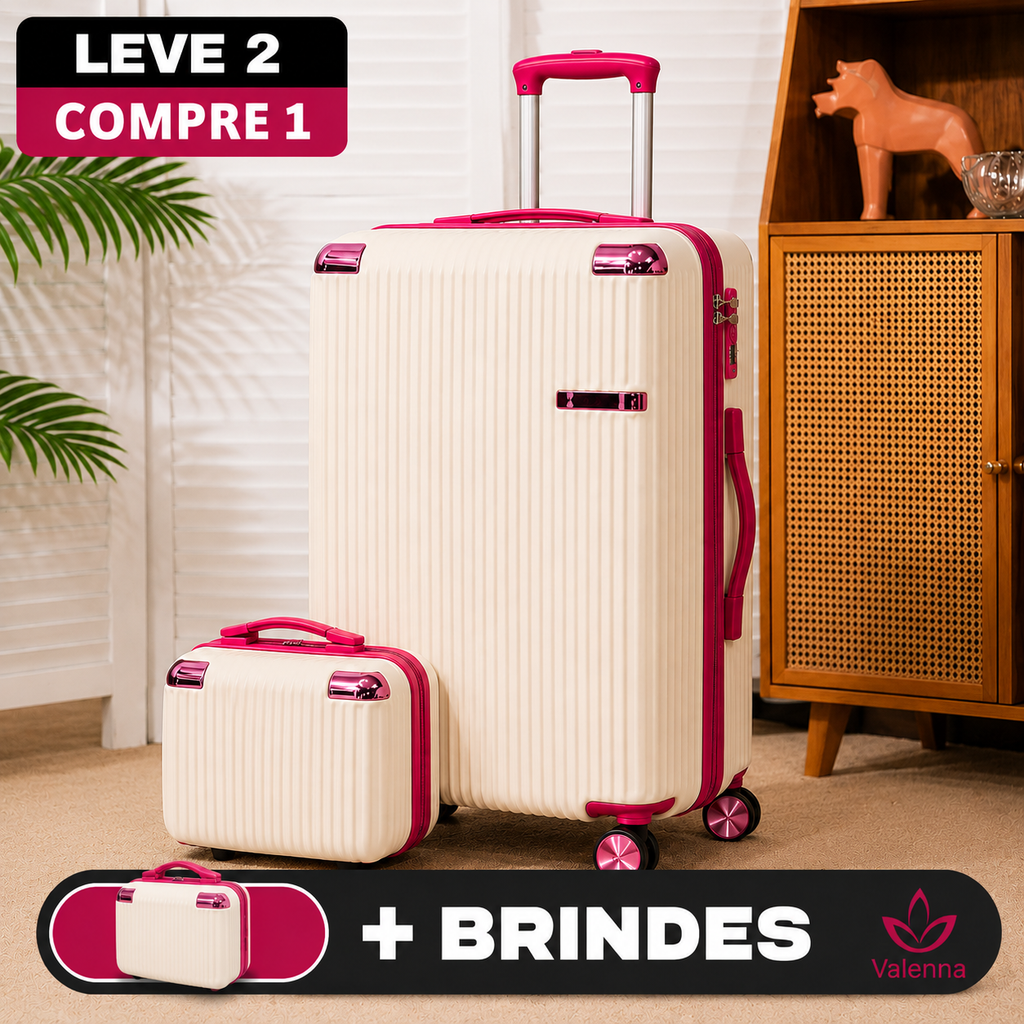Kit de Viagem Valenna - Mala Premium de Policarbonato + Mini Mala de Brinde