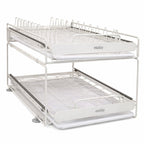 Escurridor de Acero Inoxidable de 2 Niveles con sistema inteligente de drenaje +REGALO: Kit de Utensilios de Cocina