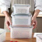 Kit con 10 Recipientes Herméticos con Escurridor Inteligente (Moderno e innovador para tu cocina)
