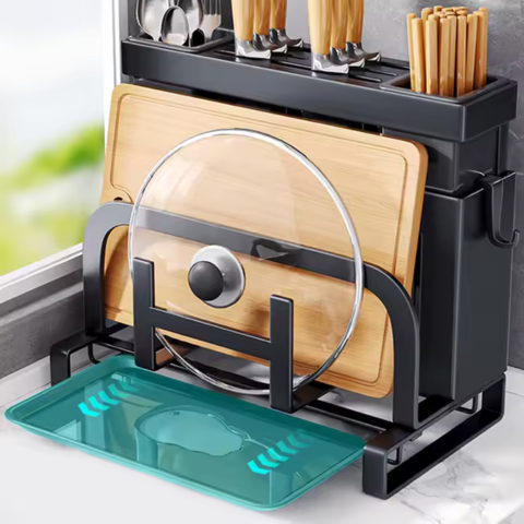 [Llevá 2 Pagá 1] Escurridor Inteligente Multifuncional en Acero Inoxidable con Gran Capacidad y Diseño Moderno + REGALO: Kit de Utensilios