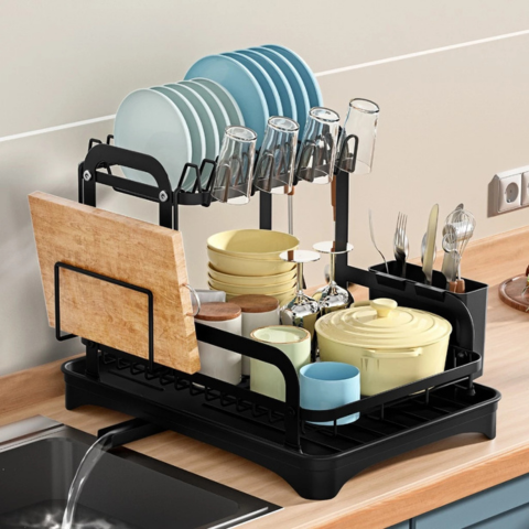Escurridor 3 en 1 de Acero Inoxidable Multifuncional con Asas Plegables y Base Antideslizante + REGALO: Kit de Utensilios de Cocina