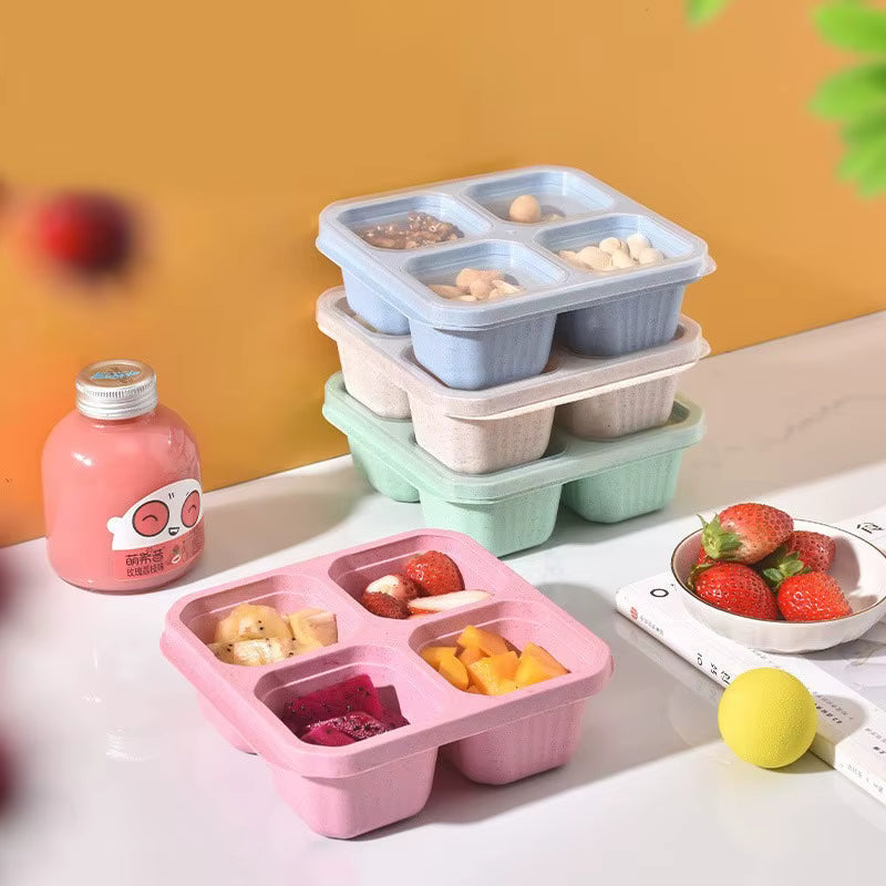 [Llevá 10 Pagá 5] Recipientes Resistentes para Snack de 4 Compartimentos con Tapa Antifugas