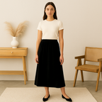 [Llevá 3 Pagá 2] Falda Midi Femenina de Chenilla y Terciopelo con Cintura Alta (¡Elegante y Minimalista!)
