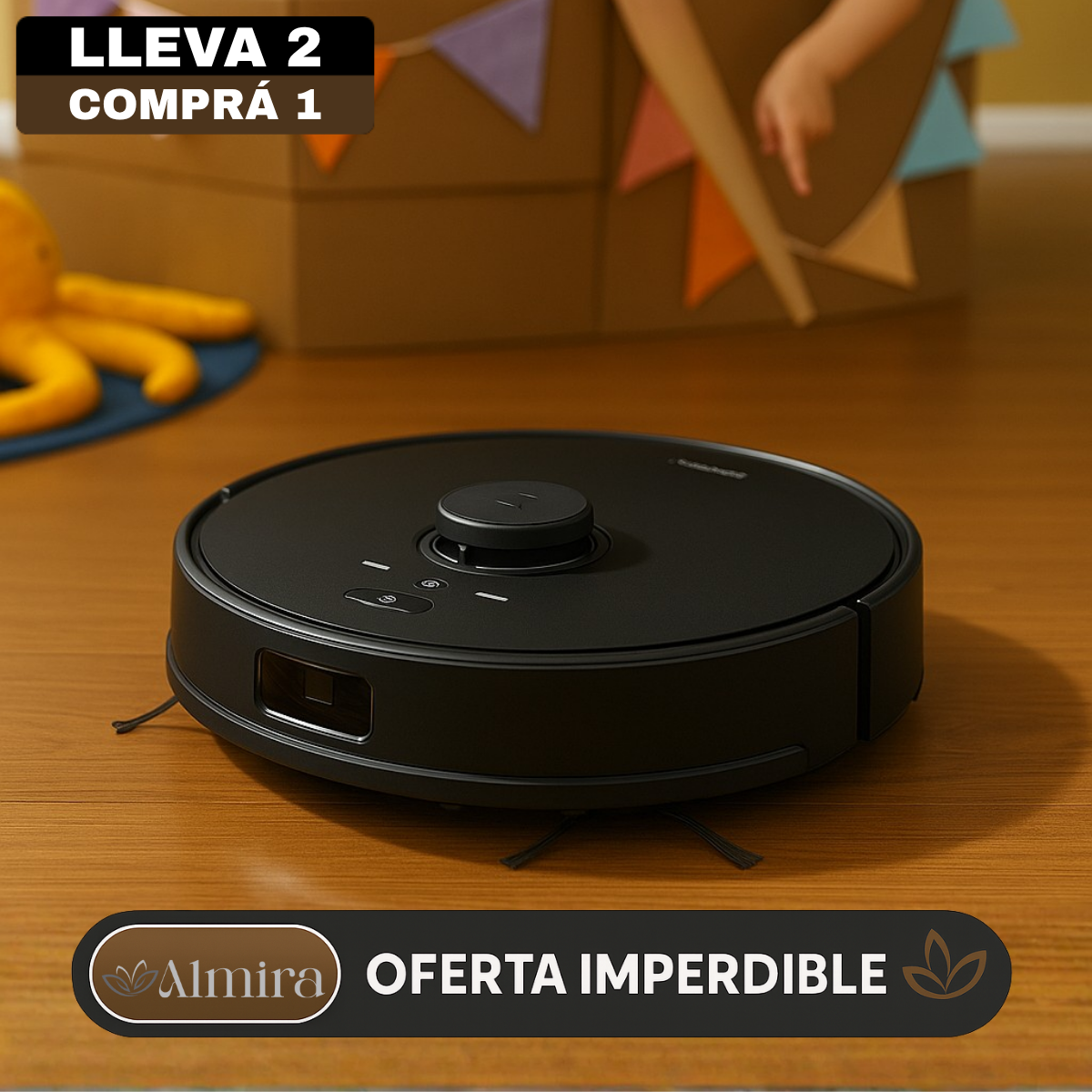 [Llevá 2 Pagá 1] Robot Aspiradora CleanUp Inteligente con Sensor Anticaída, Aspira, Barre y Pasa el Trapo + Repuesto de Accesorios